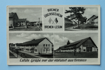 Postcard PC Bremen Lesum 1958 Emigration Camp Town architecture